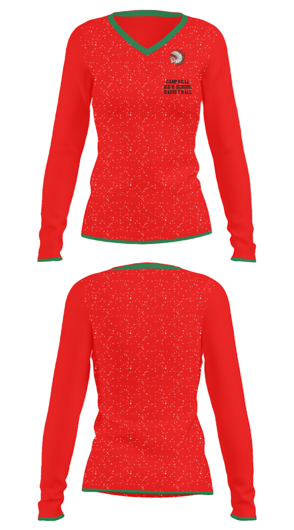 Women's Long Sleeve Vneck Shirt, Campbell High School Basketball, Men's Basketball, Teamtime, Team time, sublimation, custom sports apparel, team uniforms, spirit wear, spiritwear, sports uniforms, custom shirts, team store, custom team store, fundraiser sports, apparel fundraiser