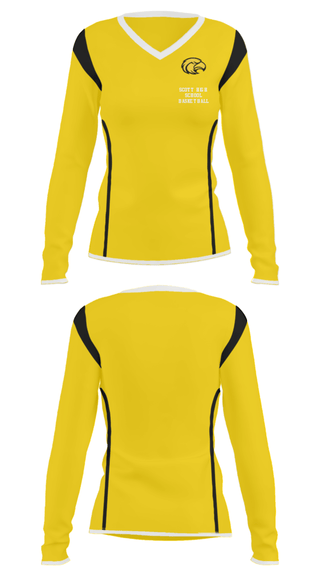Women's Long Sleeve Vneck Shirt, Scott High School Basketball, Women's Basketball, Teamtime, Team time, sublimation, custom sports apparel, team uniforms, spirit wear, spiritwear, sports uniforms, custom shirts, team store, custom team store, fundraiser sports, apparel fundraiser