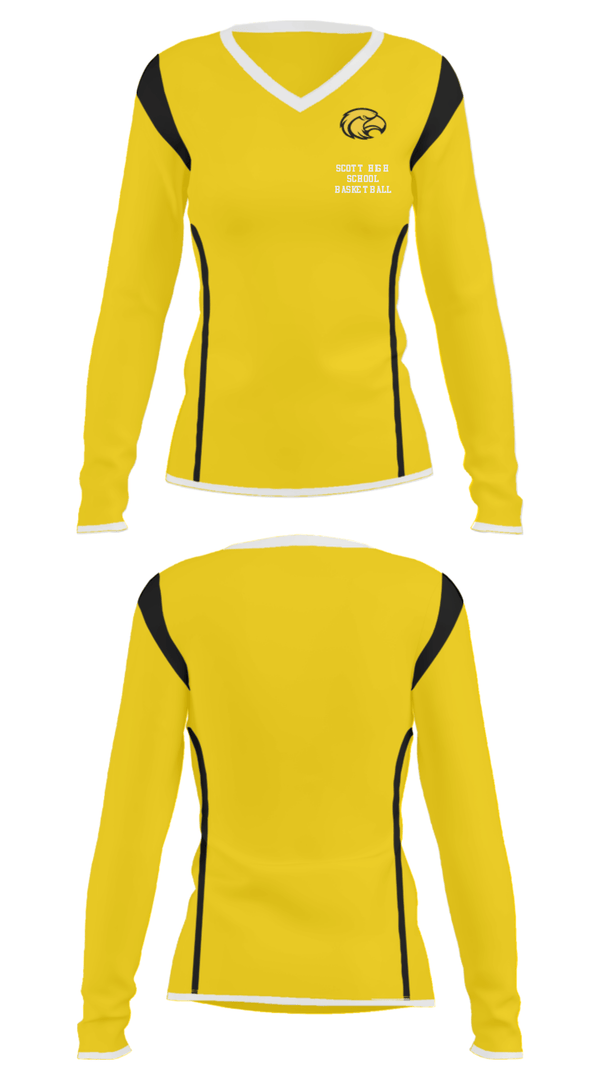 Women's Long Sleeve Vneck Shirt, Scott High School Basketball, Women's Basketball, Teamtime, Team time, sublimation, custom sports apparel, team uniforms, spirit wear, spiritwear, sports uniforms, custom shirts, team store, custom team store, fundraiser sports, apparel fundraiser