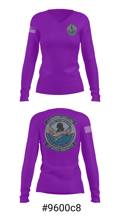 USS GEORGE WASHINGTON CVN-73 87107086 Women's Long Sleeve V-neck Shirt - 7