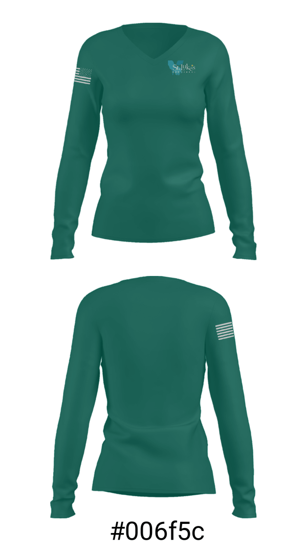 Women's Long Sleeve Vneck Shirt, St Luke's Day School, Spirit Store, Teamtime, Team time, sublimation, custom sports apparel, team uniforms, spirit wear, spiritwear, sports uniforms, custom shirts, team store, custom team store, fundraiser sports, apparel fundraiser