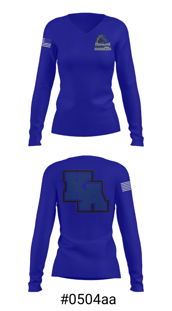 Women's Long Sleeve Vneck Shirt, Kingman Academy Of Learning - Intermediate School, Spirit Store, Teamtime, Team time, sublimation, custom sports apparel, team uniforms, spirit wear, spiritwear, sports uniforms, custom shirts, team store, custom team store, fundraiser sports, apparel fundraiser