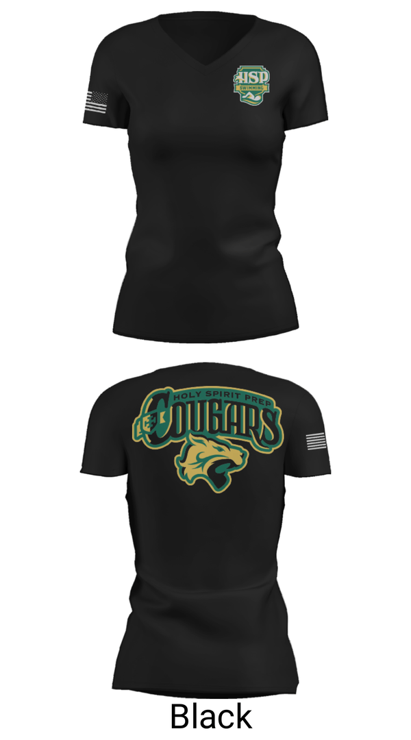Women's Short Sleeve Vneck Shirt, Holy Spirit Preparatory Upper School Swimming, Swimming, Teamtime, Team time, sublimation, custom sports apparel, team uniforms, spirit wear, spiritwear, sports uniforms, custom shirts, team store, custom team store, fundraiser sports, apparel fundraiser
