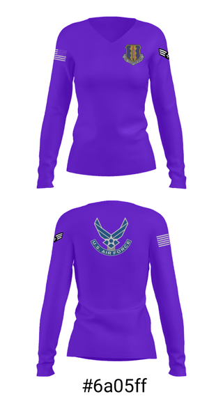 Women's Long Sleeve Vneck Shirt, 33rd Tactical Fighter Wing, Air Force, Teamtime, Team time, sublimation, custom sports apparel, team uniforms, spirit wear, spiritwear, sports uniforms, custom shirts, team store, custom team store, fundraiser sports, apparel fundraiser