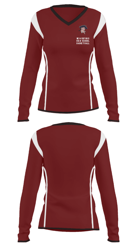 Women's Long Sleeve Vneck Shirt, New Oxford High School Basketball, Men's Basketball, Teamtime, Team time, sublimation, custom sports apparel, team uniforms, spirit wear, spiritwear, sports uniforms, custom shirts, team store, custom team store, fundraiser sports, apparel fundraiser