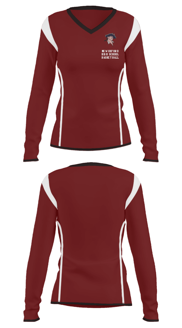 Women's Long Sleeve Vneck Shirt, New Oxford High School Basketball, Men's Basketball, Teamtime, Team time, sublimation, custom sports apparel, team uniforms, spirit wear, spiritwear, sports uniforms, custom shirts, team store, custom team store, fundraiser sports, apparel fundraiser