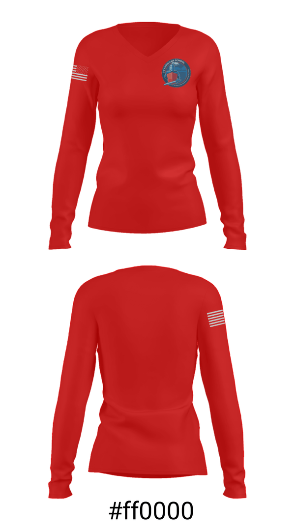 Women's Long Sleeve Vneck Shirt, GV Christian School, Spirit Store, Teamtime, Team time, sublimation, custom sports apparel, team uniforms, spirit wear, spiritwear, sports uniforms, custom shirts, team store, custom team store, fundraiser sports, apparel fundraiser