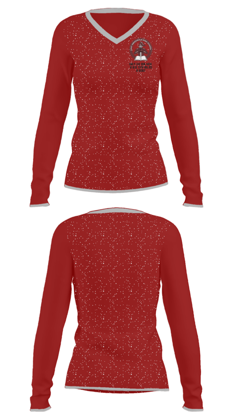 Women's Long Sleeve Vneck Shirt, East Greenwich High School Ice Hockey, Ice Hockey, Teamtime, Team time, sublimation, custom sports apparel, team uniforms, spirit wear, spiritwear, sports uniforms, custom shirts, team store, custom team store, fundraiser sports, apparel fundraiser