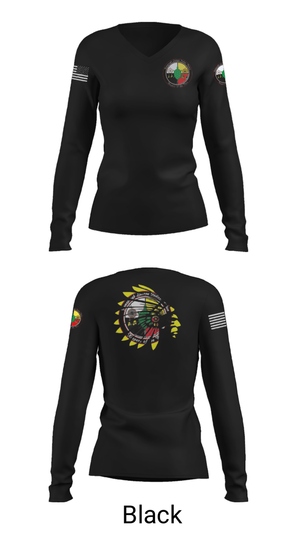 Women's Long Sleeve Vneck Shirt, RAMAPOUGHS NATIVE NATION, Spirit Store, Teamtime, Team time, sublimation, custom sports apparel, team uniforms, spirit wear, spiritwear, sports uniforms, custom shirts, team store, custom team store, fundraiser sports, apparel fundraiser