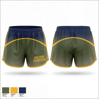 Womens Shorts, Golden Pioneers, Men's Soccer, Teamtime, Team time, sublimation, custom sports apparel, team uniforms, spirit wear, spiritwear, sports uniforms, custom shirts, team store, custom team store, fundraiser sports, apparel fundraiser