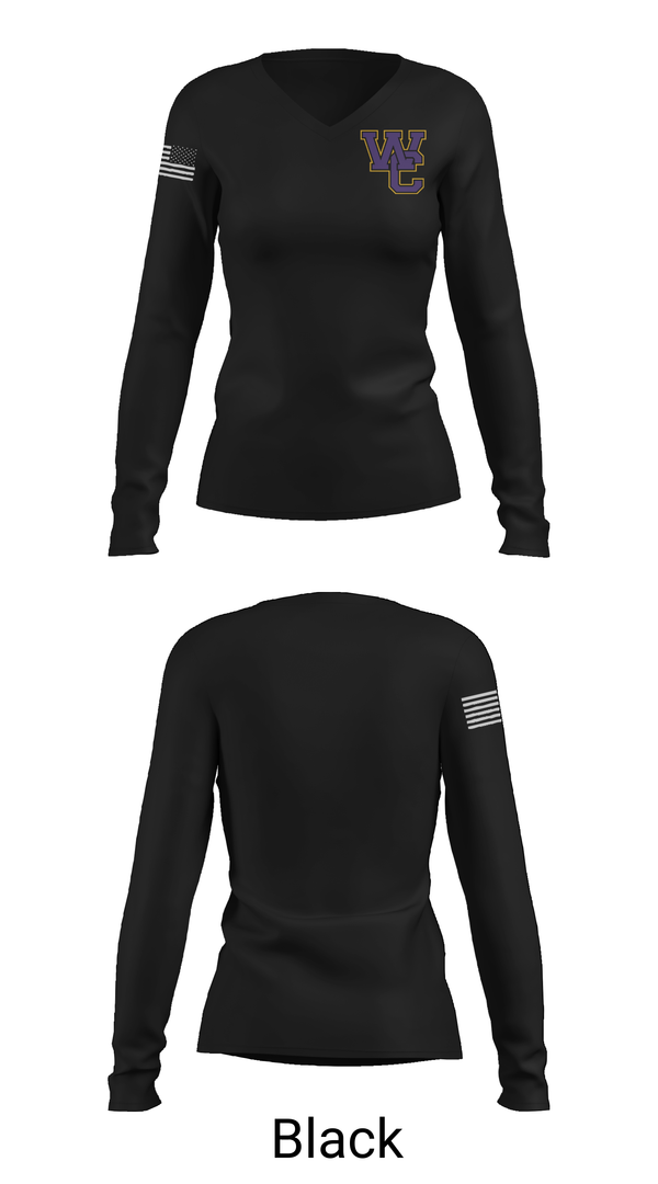 Womens Long Sleeve Vneck Shirt, Woodcrest Christian, Cross Country, Teamtime, Team time, sublimation, custom sports apparel, team uniforms, spirit wear, spiritwear, sports uniforms, custom shirts, team store, custom team store, fundraiser sports, apparel fundraiser