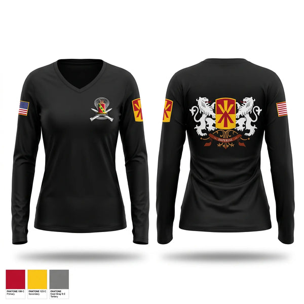 Womens Long Sleeve Vneck Shirt, Bravo 1-43 ADA, Army, Teamtime, Team time, sublimation, custom sports apparel, team uniforms, spirit wear, spiritwear, sports uniforms, custom shirts, team store, custom team store, fundraiser sports, apparel fundraiser