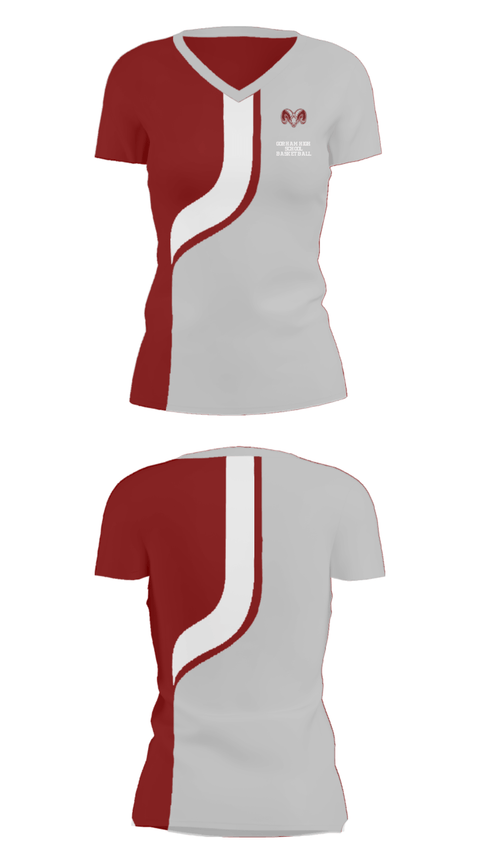 Women's Short Sleeve Vneck Shirt, Gorham High School Basketball, Women's Basketball, Teamtime, Team time, sublimation, custom sports apparel, team uniforms, spirit wear, spiritwear, sports uniforms, custom shirts, team store, custom team store, fundraiser sports, apparel fundraiser