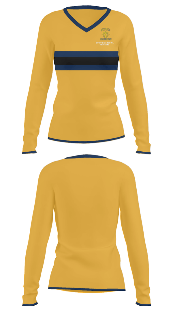 Women's Long Sleeve Vneck Shirt, Ilwaco High School Wrestling, Wrestling, Teamtime, Team time, sublimation, custom sports apparel, team uniforms, spirit wear, spiritwear, sports uniforms, custom shirts, team store, custom team store, fundraiser sports, apparel fundraiser