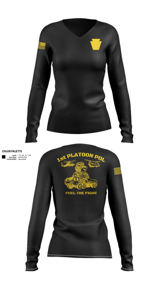 Womens Long Sleeve Vneck Shirt, Echo Company 2-104th GSAB, National Guard, Teamtime, Team time, sublimation, custom sports apparel, team uniforms, spirit wear, spiritwear, sports uniforms, custom shirts, team store, custom team store, fundraiser sports, apparel fundraiser