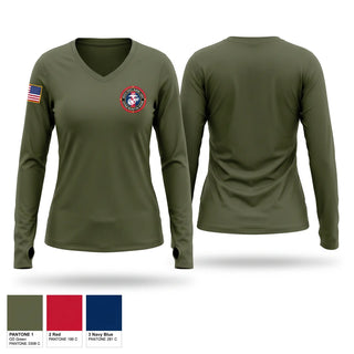 Womens Long Sleeve Vneck Shirt, Eastern Recruiting Region, Marines, Teamtime, Team time, sublimation, custom sports apparel, team uniforms, spirit wear, spiritwear, sports uniforms, custom shirts, team store, custom team store, fundraiser sports, apparel fundraiser
