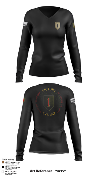 Womens Long Sleeve Vneck Shirt, 1st infantry division, , Teamtime, Team time, sublimation, custom sports apparel, team uniforms, spirit wear, spiritwear, sports uniforms, custom shirts, team store, custom team store, fundraiser sports, apparel fundraiser