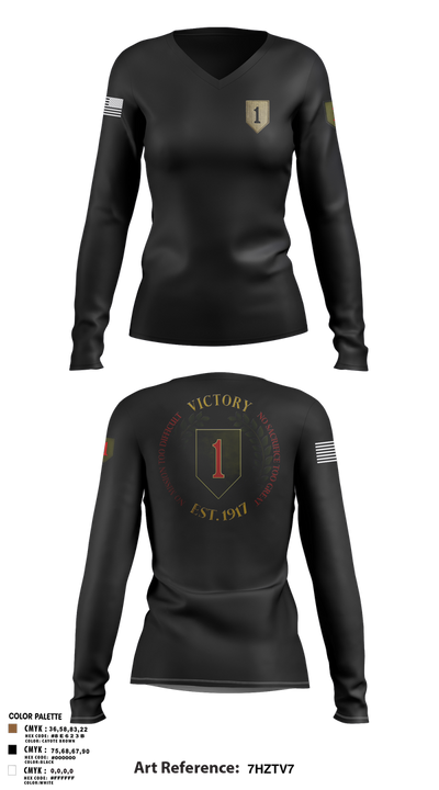 1st infantry division 88621490 Women's Long Sleeve V-neck Shirt - 3