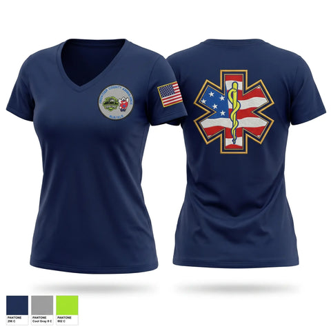 Womens Short Sleeve Vneck Shirt, Frontier County Ambulance, EMS/EMT, Teamtime, Team time, sublimation, custom sports apparel, team uniforms, spirit wear, spiritwear, sports uniforms, custom shirts, team store, custom team store, fundraiser sports, apparel fundraiser