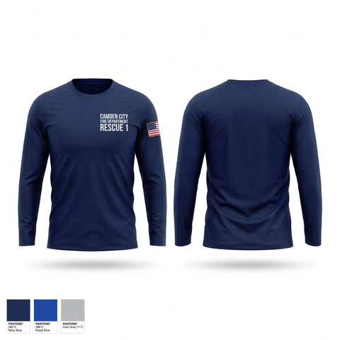 Long Sleeve Performance Shirt, Camden city fire department, rescue 1, Fire Department, Teamtime, Team time, sublimation, custom sports apparel, team uniforms, spirit wear, spiritwear, sports uniforms, custom shirts, team store, custom team store, fundraiser sports, apparel fundraiser