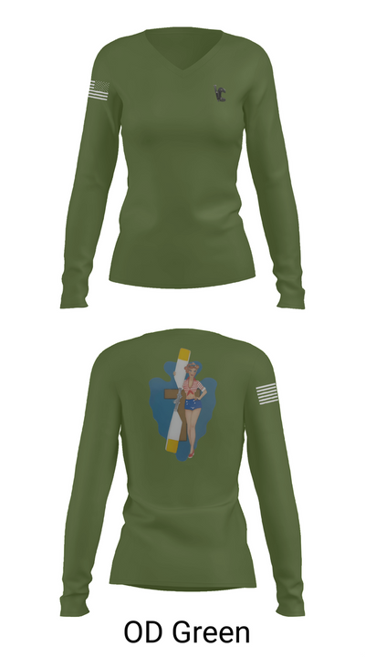 B Co 1/114th Maintenance 9686057 Women's Long Sleeve V-neck Shirt - 57
