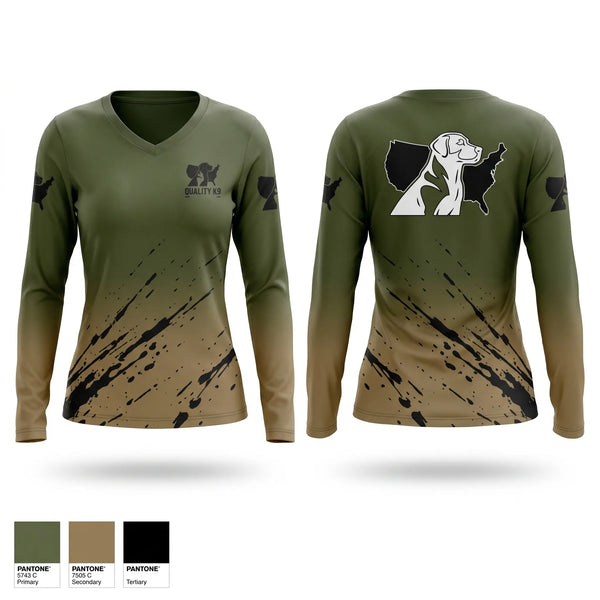 Womens Long Sleeve Vneck Shirt, Quality K9 Concepts, , Teamtime, Team time, sublimation, custom sports apparel, team uniforms, spirit wear, spiritwear, sports uniforms, custom shirts, team store, custom team store, fundraiser sports, apparel fundraiser