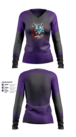 Womens Long Sleeve Vneck Shirt, GamerPack, E-Sports, Teamtime, Team time, sublimation, custom sports apparel, team uniforms, spirit wear, spiritwear, sports uniforms, custom shirts, team store, custom team store, fundraiser sports, apparel fundraiser