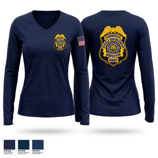 Womens Long Sleeve Vneck Shirt, Department of public safety, Police, Teamtime, Team time, sublimation, custom sports apparel, team uniforms, spirit wear, spiritwear, sports uniforms, custom shirts, team store, custom team store, fundraiser sports, apparel fundraiser