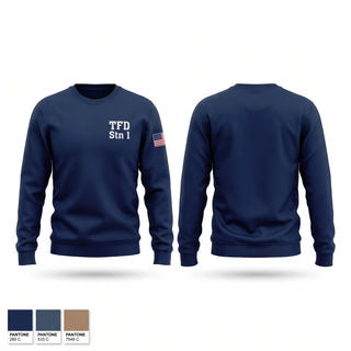 Crew Neck Sweatshirt, TFD Stn 1, Fire Department, Teamtime, Team time, sublimation, custom sports apparel, team uniforms, spirit wear, spiritwear, sports uniforms, custom shirts, team store, custom team store, fundraiser sports, apparel fundraiser