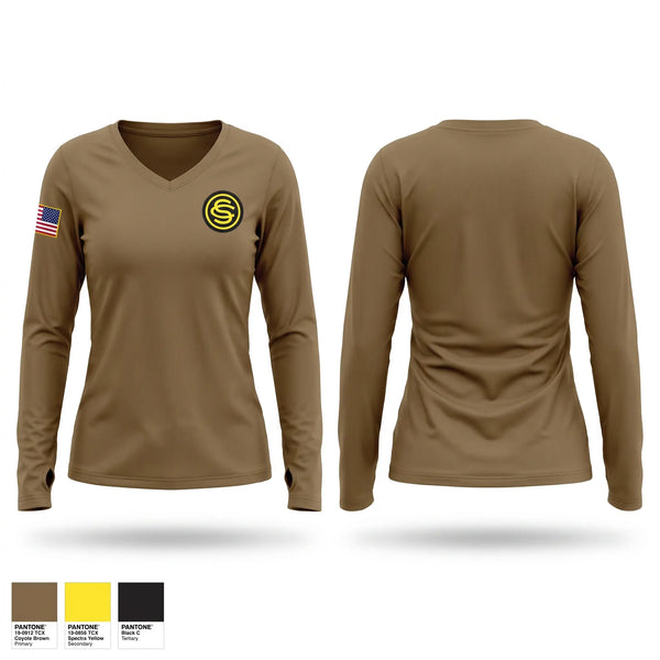 Womens Long Sleeve Vneck Shirt, 1/169 OCS, Army, Teamtime, Team time, sublimation, custom sports apparel, team uniforms, spirit wear, spiritwear, sports uniforms, custom shirts, team store, custom team store, fundraiser sports, apparel fundraiser