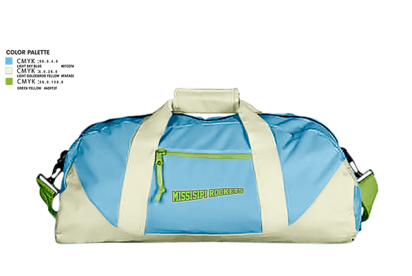 Duffle Bag, Mississippi rockets, Men's Basketball, Teamtime, Team time, sublimation, custom sports apparel, team uniforms, spirit wear, spiritwear, sports uniforms, custom shirts, team store, custom team store, fundraiser sports, apparel fundraiser