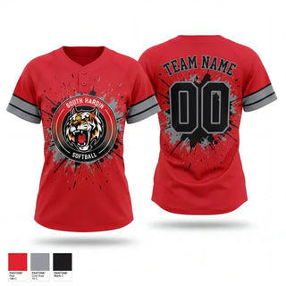 Two Button Softball Jersey, South Hardin Tigers, Softball, Teamtime, Team time, sublimation, custom sports apparel, team uniforms, spirit wear, spiritwear, sports uniforms, custom shirts, team store, custom team store, fundraiser sports, apparel fundraiser