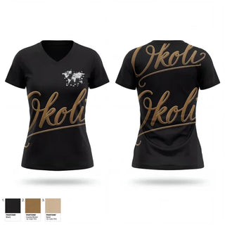 Womens Short Sleeve Vneck Shirt, OKOLI CORP, , Teamtime, Team time, sublimation, custom sports apparel, team uniforms, spirit wear, spiritwear, sports uniforms, custom shirts, team store, custom team store, fundraiser sports, apparel fundraiser