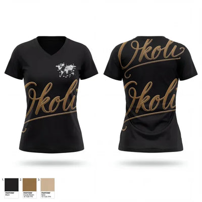 OKOLI CORP 64038817 Women's Short Sleeve V-neck Shirt - 1