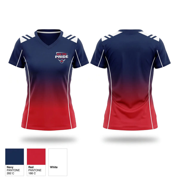 Womens Short Sleeve Vneck Shirt, USSSA NY PRIDE, Softball, Teamtime, Team time, sublimation, custom sports apparel, team uniforms, spirit wear, spiritwear, sports uniforms, custom shirts, team store, custom team store, fundraiser sports, apparel fundraiser
