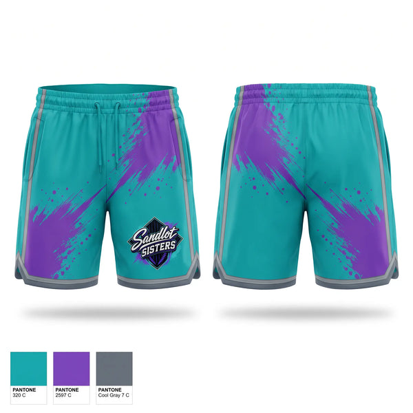 Athletic Shorts With Pockets, Sandlot Sisters, Softball, Teamtime, Team time, sublimation, custom sports apparel, team uniforms, spirit wear, spiritwear, sports uniforms, custom shirts, team store, custom team store, fundraiser sports, apparel fundraiser