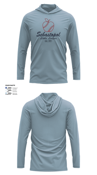 Long Sleeve Performance Shirt with hood, Sebastopol Little League, Baseball, Teamtime, Team time, sublimation, custom sports apparel, team uniforms, spirit wear, spiritwear, sports uniforms, custom shirts, team store, custom team store, fundraiser sports, apparel fundraiser