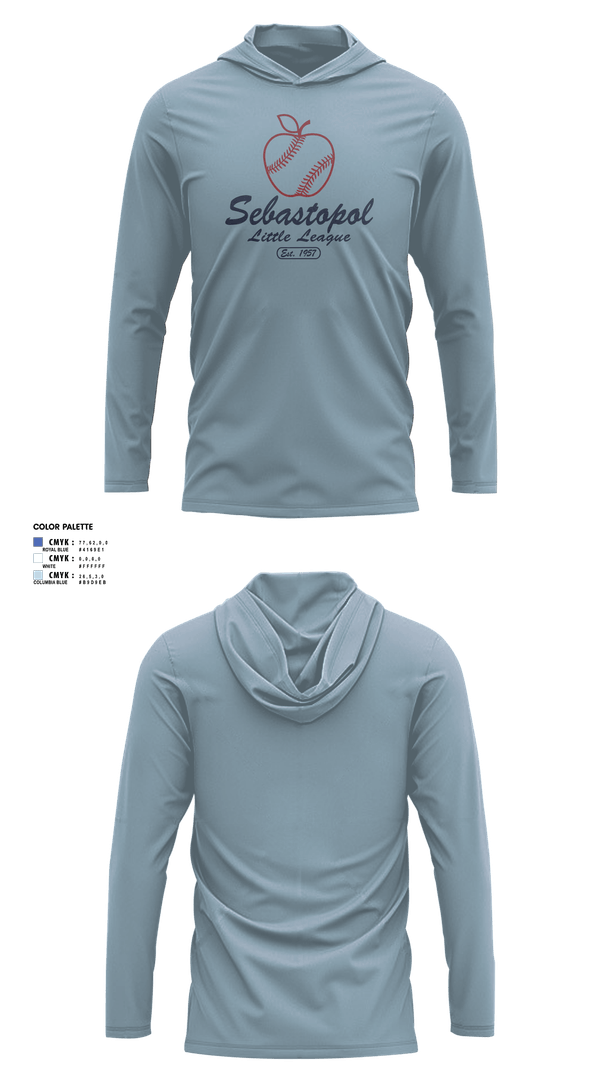 Long Sleeve Performance Shirt with hood, Sebastopol Little League, Baseball, Teamtime, Team time, sublimation, custom sports apparel, team uniforms, spirit wear, spiritwear, sports uniforms, custom shirts, team store, custom team store, fundraiser sports, apparel fundraiser