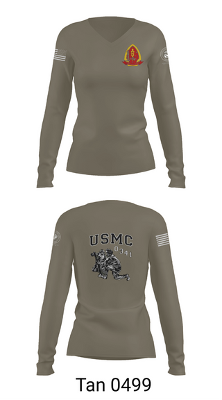 Womens Long Sleeve Vneck Shirt, 1st Bn 2mar 2nd MarDiv, , Teamtime, Team time, sublimation, custom sports apparel, team uniforms, spirit wear, spiritwear, sports uniforms, custom shirts, team store, custom team store, fundraiser sports, apparel fundraiser