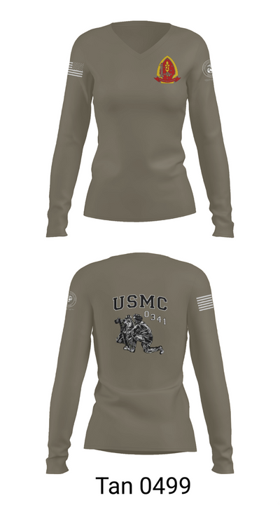 1st Bn 2mar 2nd MarDiv 35824328 Women's Long Sleeve V-neck Shirt - 77
