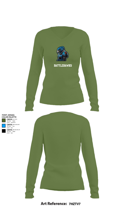 Battlehawks 56996020 Women's Long Sleeve V-neck Shirt - 42