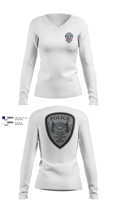Bradenton Police HNT 75386069 Women's Long Sleeve V-neck Shirt - 101