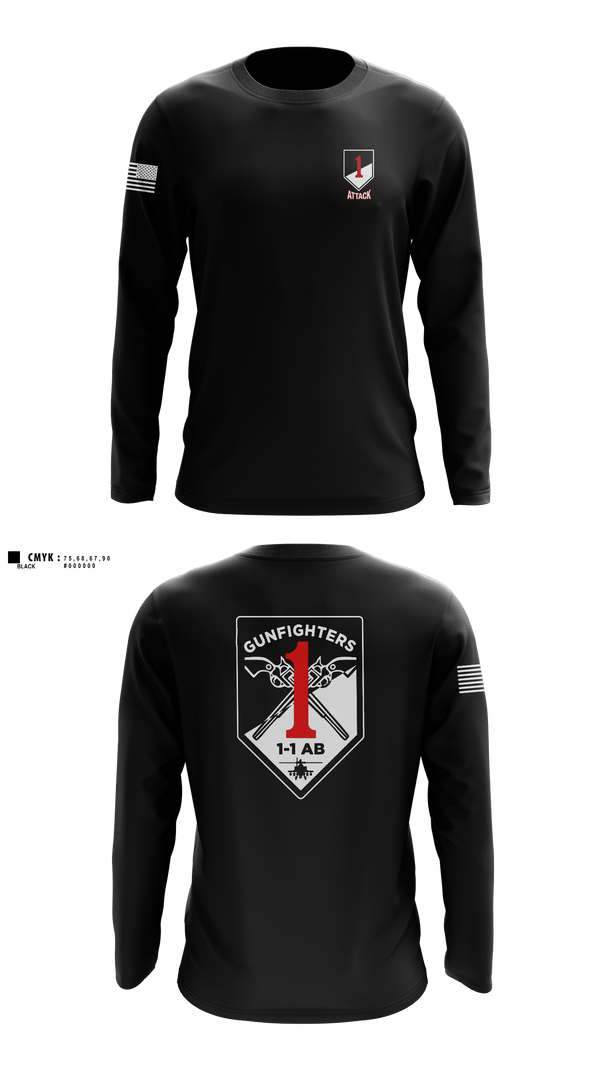 Long Sleeve Performance Shirt, 1-1 Attack Battalion, Army, Teamtime, Team time, sublimation, custom sports apparel, team uniforms, spirit wear, spiritwear, sports uniforms, custom shirts, team store, custom team store, fundraiser sports, apparel fundraiser