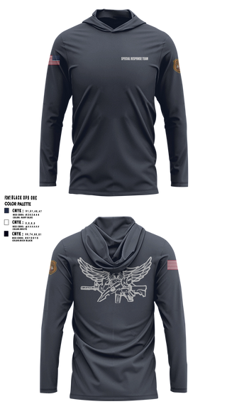 Long Sleeve hooded sunshirt, Special Response Team, Police, Teamtime, Team time, sublimation, custom sports apparel, team uniforms, spirit wear, spiritwear, sports uniforms, custom shirts, team store, custom team store, fundraiser sports, apparel fundraiser