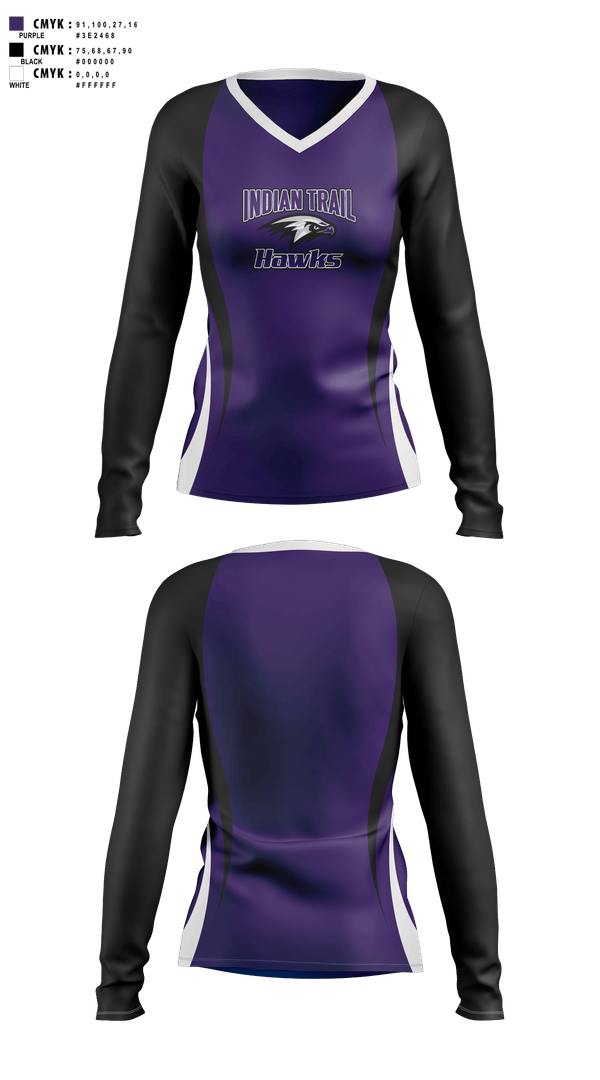 Womens Long Sleeve Vneck Shirt, Hawks, , Teamtime, Team time, sublimation, custom sports apparel, team uniforms, spirit wear, spiritwear, sports uniforms, custom shirts, team store, custom team store, fundraiser sports, apparel fundraiser