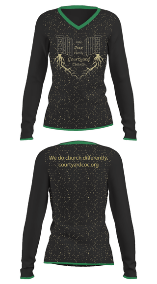 Women's Long Sleeve Vneck Shirt, Courtyard Chuch, , Teamtime, Team time, sublimation, custom sports apparel, team uniforms, spirit wear, spiritwear, sports uniforms, custom shirts, team store, custom team store, fundraiser sports, apparel fundraiser
