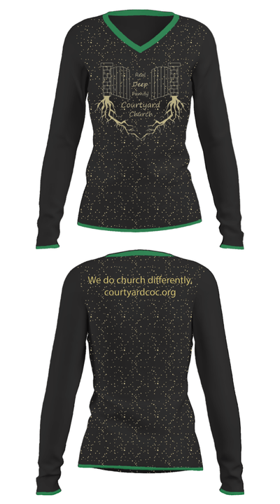 Courtyard Chuch 37286717 Women's Long Sleeve V-neck Shirt - 31