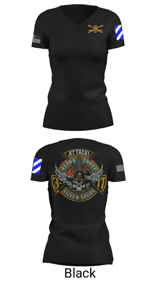 Women's Short Sleeve Vneck Shirt, A/3-17 ACS, Army, Teamtime, Team time, sublimation, custom sports apparel, team uniforms, spirit wear, spiritwear, sports uniforms, custom shirts, team store, custom team store, fundraiser sports, apparel fundraiser