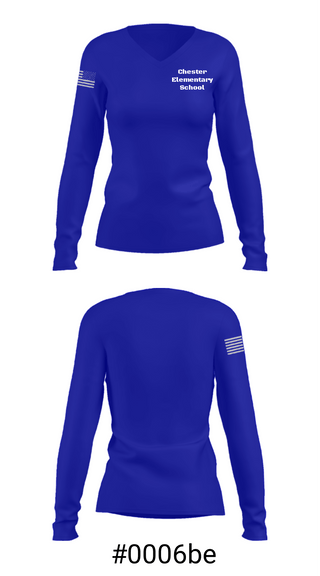 Women's Long Sleeve Vneck Shirt, Chester Elementary School, Spirit Store, Teamtime, Team time, sublimation, custom sports apparel, team uniforms, spirit wear, spiritwear, sports uniforms, custom shirts, team store, custom team store, fundraiser sports, apparel fundraiser