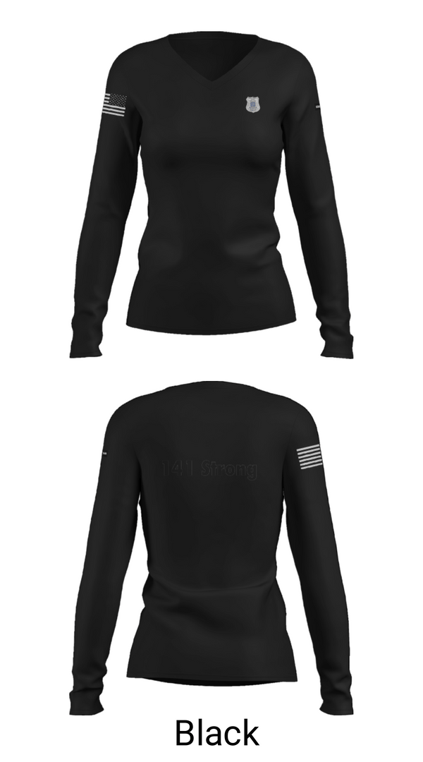 Women's Long Sleeve Vneck Shirt, 141 Strong, Police, Teamtime, Team time, sublimation, custom sports apparel, team uniforms, spirit wear, spiritwear, sports uniforms, custom shirts, team store, custom team store, fundraiser sports, apparel fundraiser